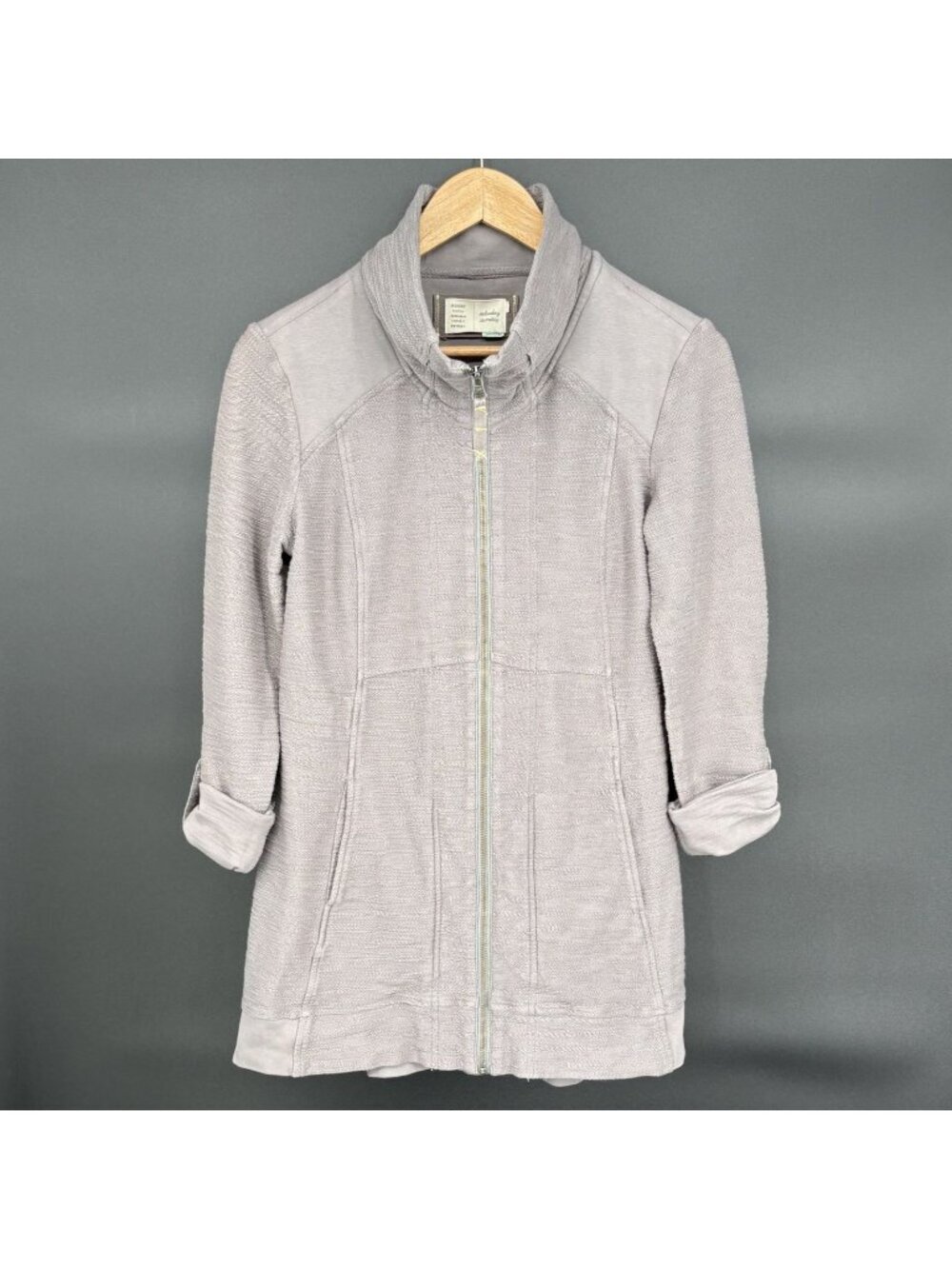 Saturday Sunday Anthropologie Women's Funnel Neck Tunic Zip Up Jacket S Gray